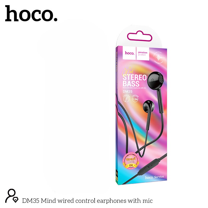 Hands Free Hoco. DM35 Mind Earphones Stereo 3.5mm με Μικρόφωνο και Πλήκτρο Λειτουργίας 1.2m Μαύρα