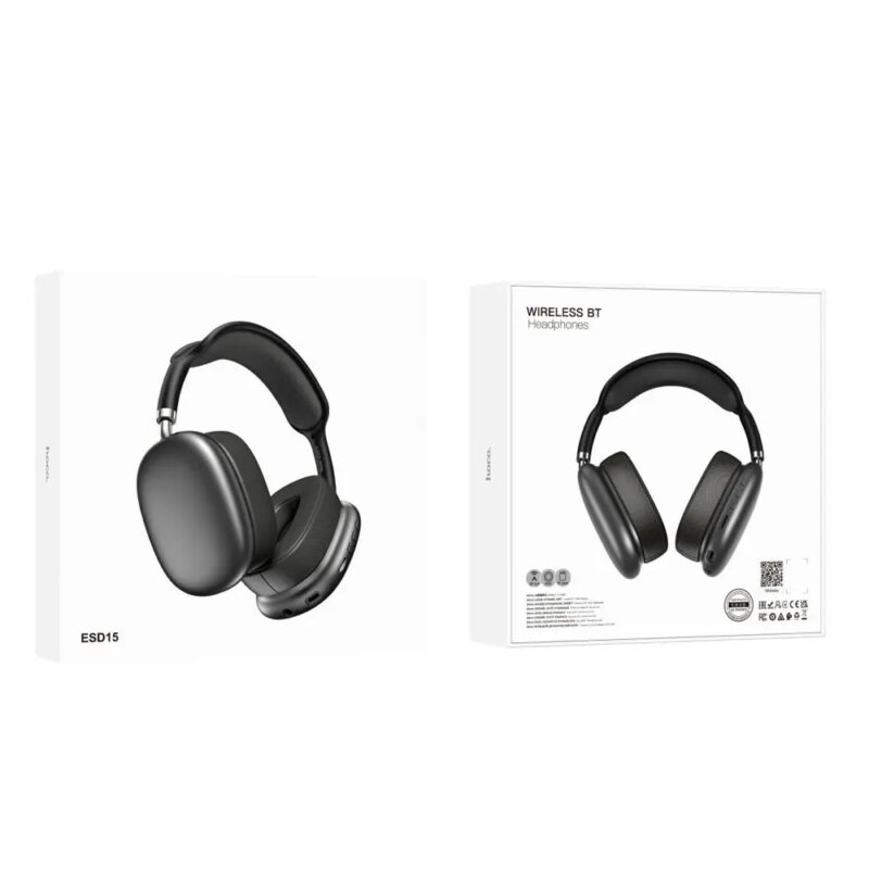 Wireless Ακουστικά Stereo Hoco. ESD15 Max Shadow v5.3 400mAh ANC με Μικρόφωνο και AUX Γκρι