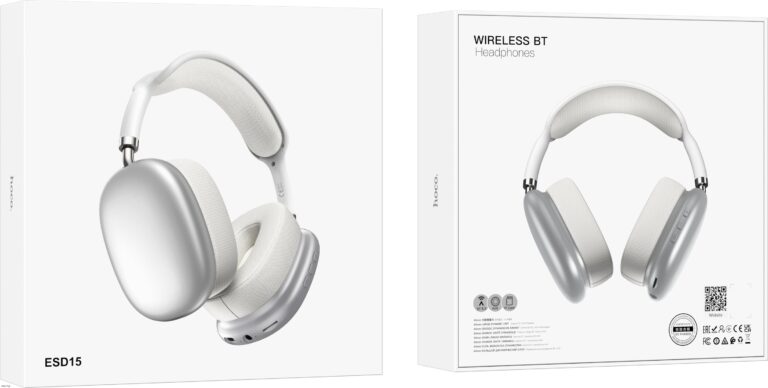 Wireless Ακουστικά Stereo Hoco. ESD15 Max Shadow v5.3 400mAh ANC με Μικρόφωνο και AUX Ασημί