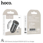 Φορτιστής Αυτοκινήτου Hoco. DZ19 Scenery Dual Port Quick Charge USB-A 18W και USB-C PD30W 5V 3A Μαύρος