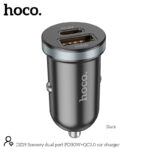 Φορτιστής Αυτοκινήτου Hoco. DZ19 Scenery Dual Port Quick Charge USB-A 18W και USB-C PD30W 5V 3A Μαύρος
