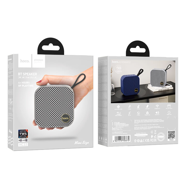 Φορητό Ηχείο Wireless Hoco HC22 Auspicious Sports BT 5.2 1200mAh 5W με FM, TF card, USB, AUX Γκρι