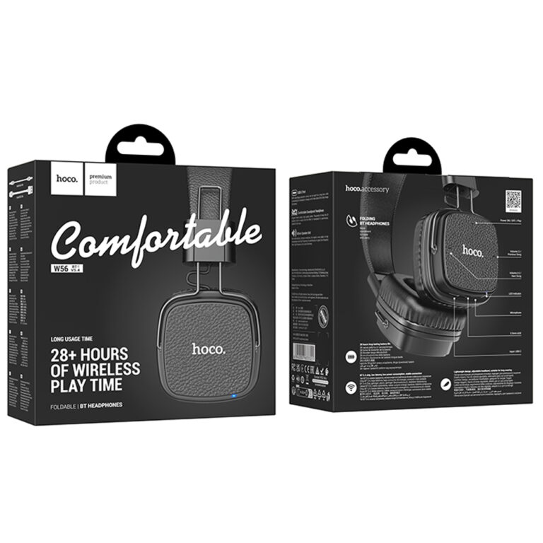 Wireless Ακουστικά Stereo Hoco W56 Earl V5.4 250mAh με AUX και Μικρόφωνο Μαύρα