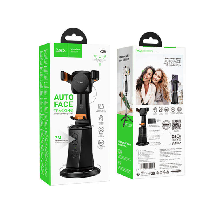 Βάση Gimbal Hoco K26 για Συσκευές 4.5"- 7" 1200mAh v5.2 με Αυτόματο Face Tracking έως και 7m και Περιστροφή 360°