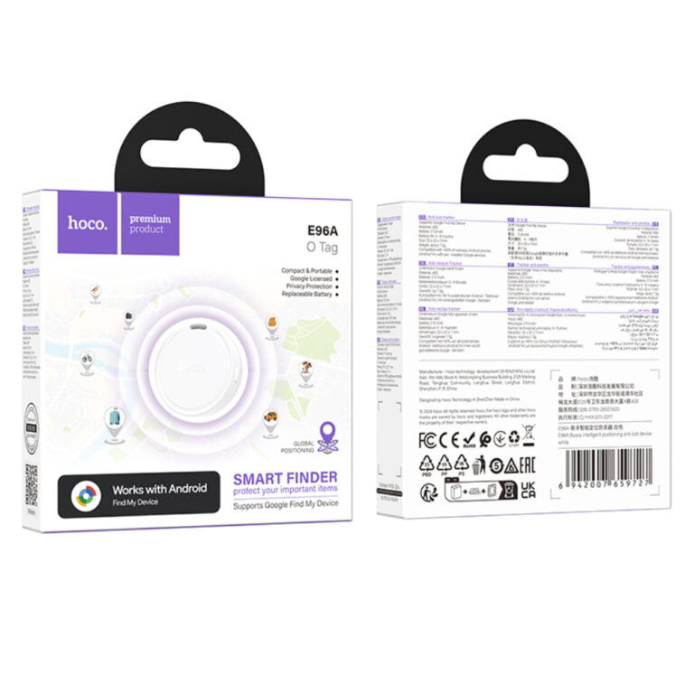 Hoco Tag E96A Anti-Lost Device για Android Συμβατό με Google Find My Device Λευκό