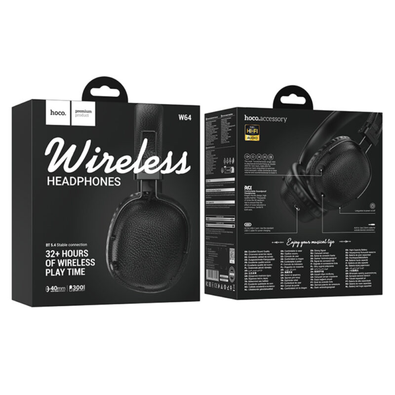 Wireless Ακουστικά Stereo Hoco W64 Earl II TWS v5.4 300mAh 32 Ώρες Ομιλίας AUX USB-C Μαύρα