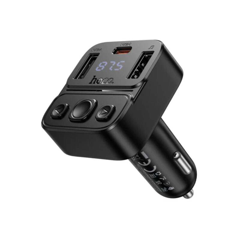 Bluetooth FM Transmitter Hoco E87 Delta 35W με 2xUSB-A και 1xUSB-C PD20W BT v5.4 Υποστηρίζει Αναπαραγωγή Μουσικής απο USB και Απάντηση Κλήσεων
