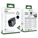 Φορτιστής Ταξιδίου Acefast A116 Fast Charging USB-C PD35W GaN με Digital Ένδειξη Μαύρος