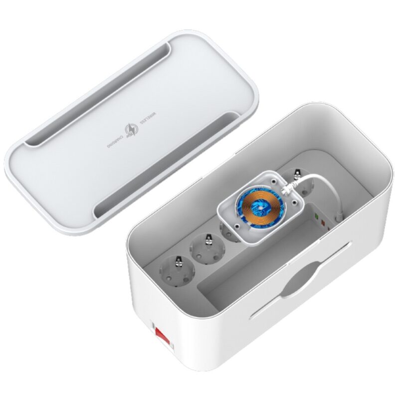 Επιτραπέζιος Box Φορτιστής Energizer EPB2500W03EU 2500W 5xΣούκο 2xUSB USB-C PD20W QC 2.4A Ασύρματη Φόρτιση 15W Διακόπτη Ασφαλείας 2m Λευκός