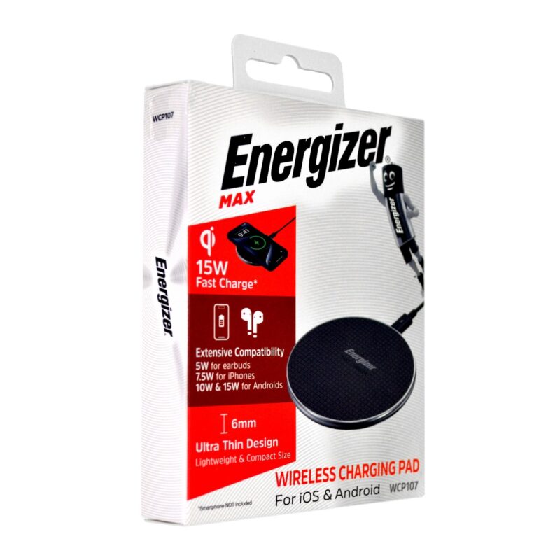 Ασύρματος Φορτιστής Energizer WCP107 15W Fast ChargeUSB-C Μαύρος