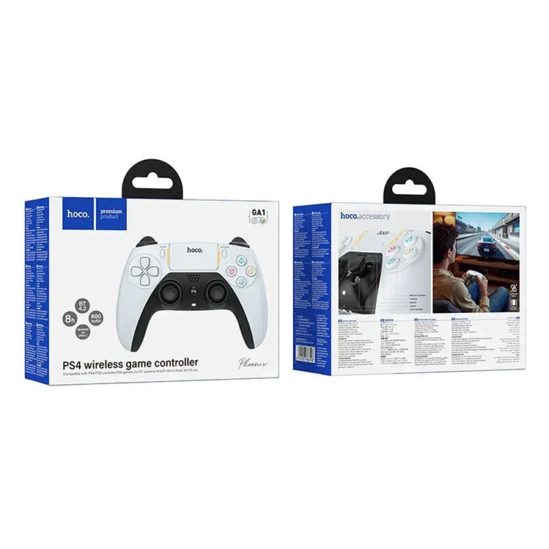 Gamepad Hoco GA1 Phoenix 800mAh BT v4.2 8h Χρήσης και Dual Motor Δόνηση και Ενσωματωμένη Θύρα Jack 3.5mm Συμβατό με PS4 PS5 και PC Λευκό