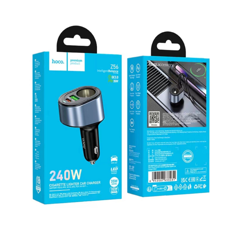 Φορτιστής Αυτοκινήτου Hoco Z56 Friend Dual USB Fast Charge PD35W+QC3.0 με Υποδοχή Αναπτήρα Μαύρος