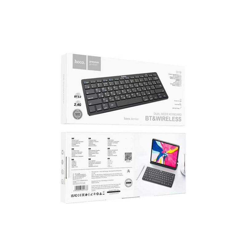 Ασύρματο Μίνι Πληκτρολόγιο Hoco. DI18 Dual Mode BT v5.0 και 2.4GHz με Ακτίνα Λειτουργίας 10m Μαύρο