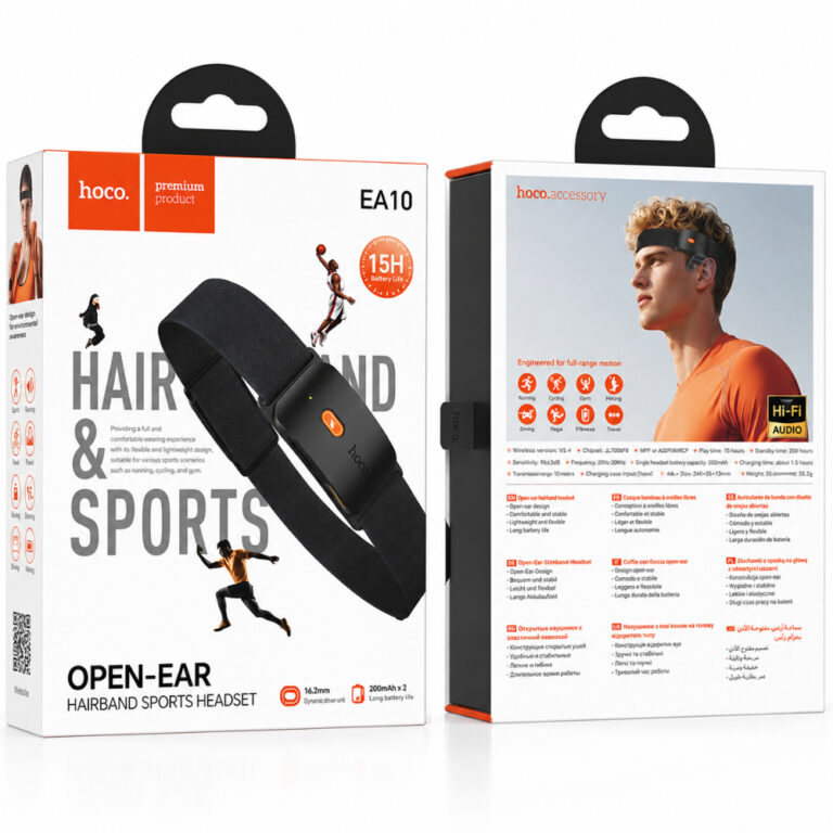 Bluetooth Hands Free Headband Hoco EA10 Energica v.5.4 Open Ear Ακουστικά 400mAh και Πλήκτρα Αφής Μαύρο