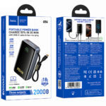 Power Bank Hoco Q54 Shine 20000mAh PD45W QC3.0 1xUSB-C 1xUSB-A με Ενσωματωμένο Καλώδιο USB-C και LED Ένδειξη Μαύρο