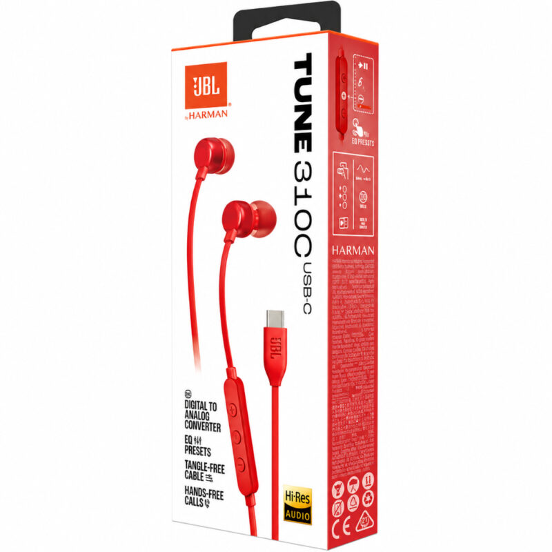 Hands Free JBL 310C In-ear USB-C JBLT310CRED Κόκκινα