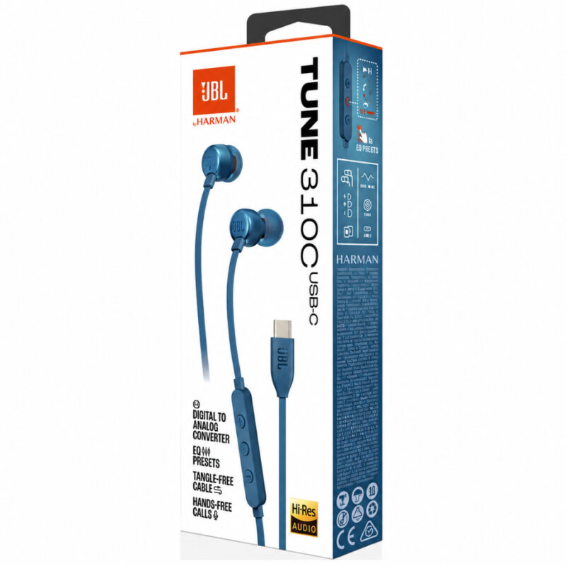 Hands Free JBL 310C In-ear USB-C JBLT310CBLU Μπλε