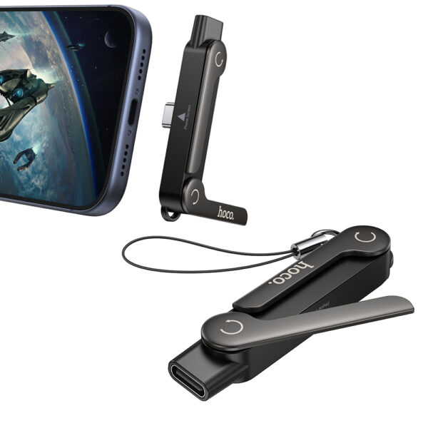 Αντάπτορας Hoco UA47A USB-C Αρσενικό σε USB-C Θηλυκό 240W με Λειτουργία Επιτραπέζιας Βάσης Μαύρος