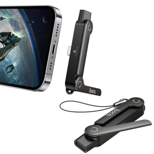 Αντάπτορας Hoco UA47 Lightning Αρσενικό σε USB-C Θηλυκό PD30W με Λειτουργία Επιτραπέζιας Βάσης Μαύρος