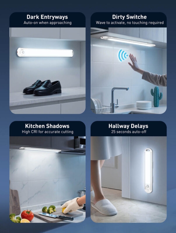 LDNIO LED φωτιστικό τοίχου/ντουλάπας Y6-1 με αισθητήρα κίνησης, 220x42x13mm, λευκό