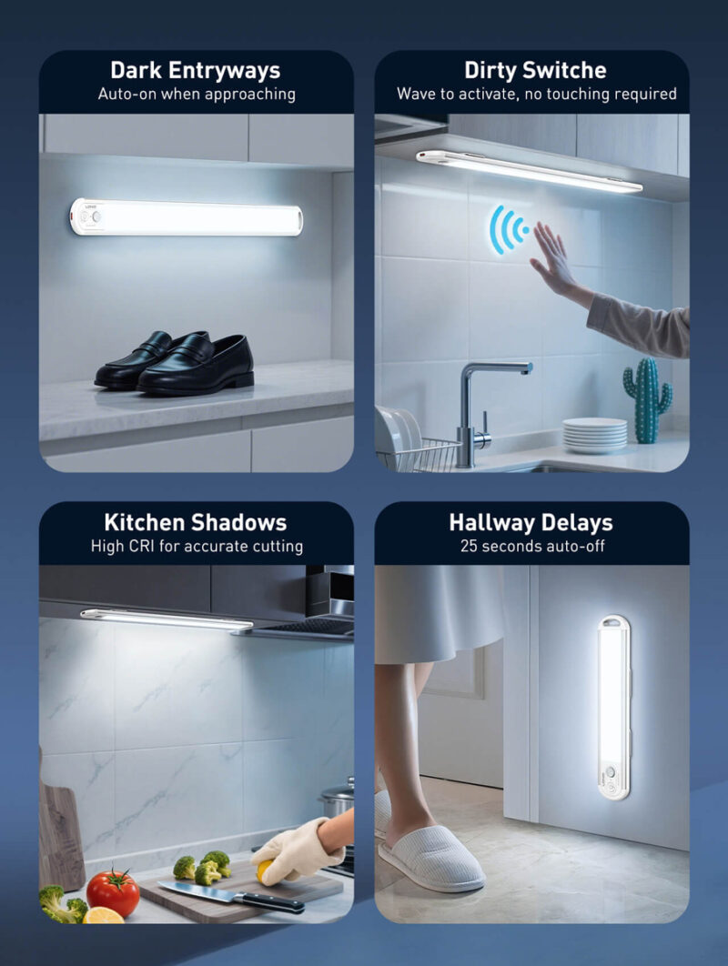 LDNIO LED φωτιστικό τοίχου/ντουλάπας Y6-1 με αισθητήρα κίνησης, 220x42x13mm, λευκό