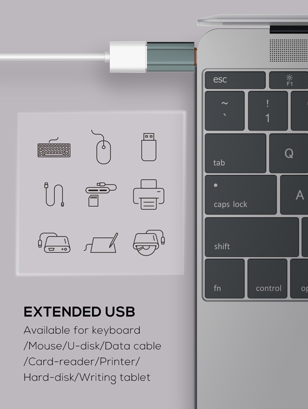 LDNIO αντάπτορας USB-C σε USB LC140, αρσενικό σε θηλυκό, γκρι