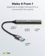 Goobay USB Hub 4x Θυρών USB 3.2 5Gbps USB Σύνδεση Γκρι 74458