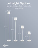 GOOBAY επιτραπέζιο φωτιστικό 76572, RGBW, dimmable, επαναφορτιζόμενο, έως 122.3cm ύψος, λευκό