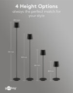 GOOBAY επιτραπέζιο φωτιστικό 76573, RGBW, dimmable, επαναφορτιζόμενο, έως 122.3cm ύψος, μαύρο