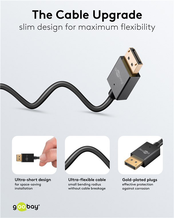 Goobay Καλώδιο DisplayPort 2m 8K/120Hz 40 Gbps Μαύρο 77443