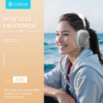 CELEBRAT headphones A35, ασύρματα & ενσύρματα, micro SD, 40mm, 200mAh, λευκά