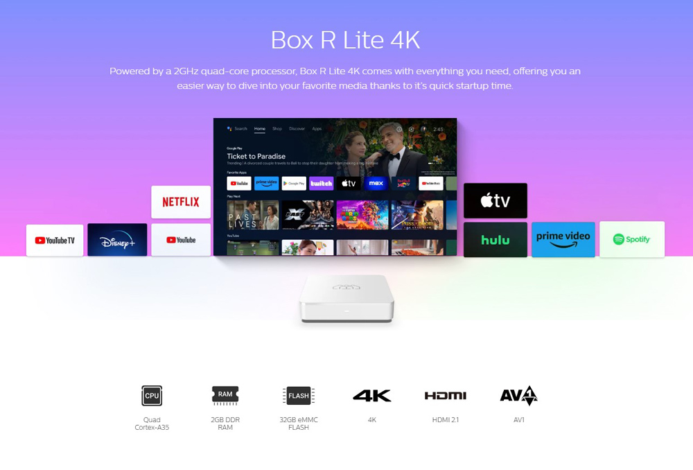 HOMATICS TV Box R Lite 4K, 2/32GB, WiFi, Google πιστοποίηση, Android 12