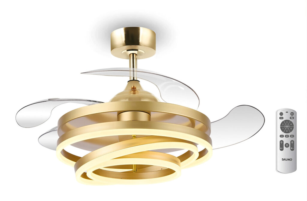 BRN-0225 BRUNO ανεμιστήρας οροφής με LED φως BRN-0225, AC 122W, 42", Φ107x58εκ., χρυσός - Image 1