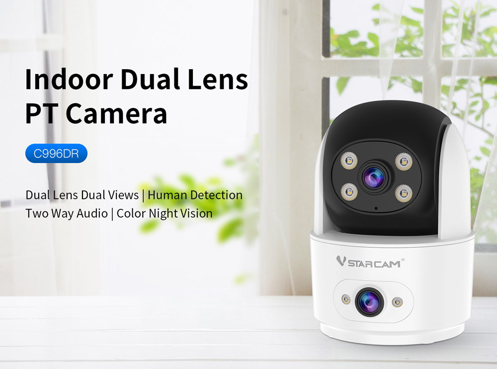 VSTARCAM smart κάμερα C996DR, 2MP, dual lens, WiFi, PTZ, SD