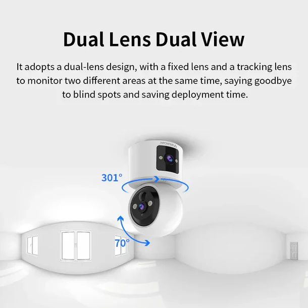 VSTARCAM smart κάμερα CB90DR, 2MP, dual lens, WiFi, PTZ, SD, 5200mAh backup battery