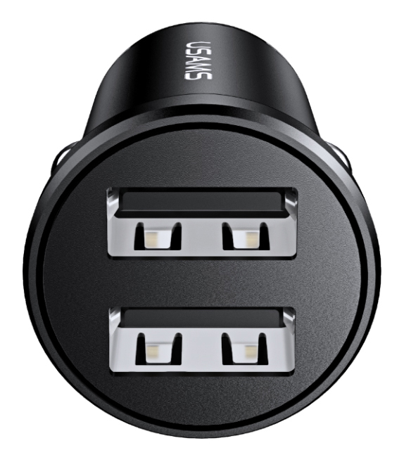 USAMS φορτιστής αυτοκινήτου C20, 2x USB, 2.4A, μαύρος