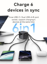 USAMS φορτιστής/αντάπτορας πρίζας CC310, 2x USB & 3x USB-C, universal, 70W, μαύρος