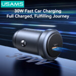 USAMS φορτιστής αυτοκινήτου CC321, USB-C, 30W, γκρι