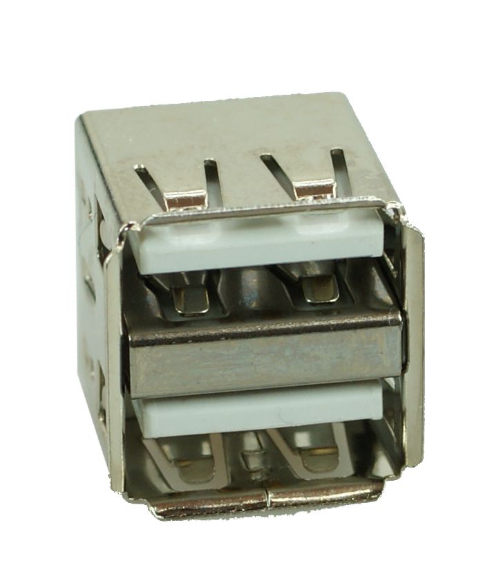 CON-U006 USB 2.0 Connector Double, down, Silver/White - Image 1