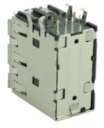 USB 2.0 Connector Triple, up, Silver/Black