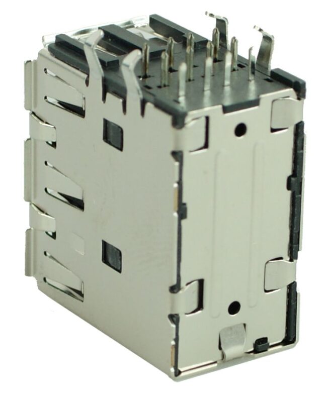 USB 2.0 Connector Triple, up, Silver/Black