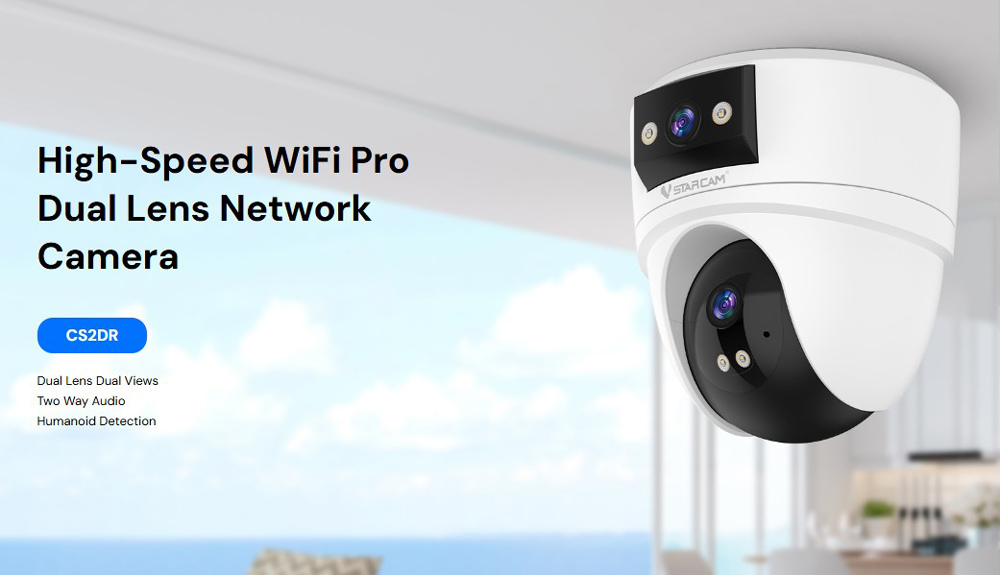 VSTARCAM smart κάμερα CS2DR, 3MP, dual lens, WiFi, PTZ, SD