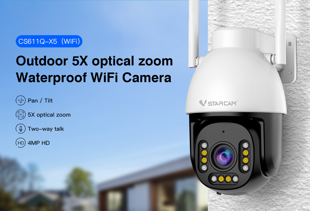 VSTARCAM smart κάμερα CS611Q-X5, 4MP, WiFi, PTZ, 5x zoom, SD, IP66