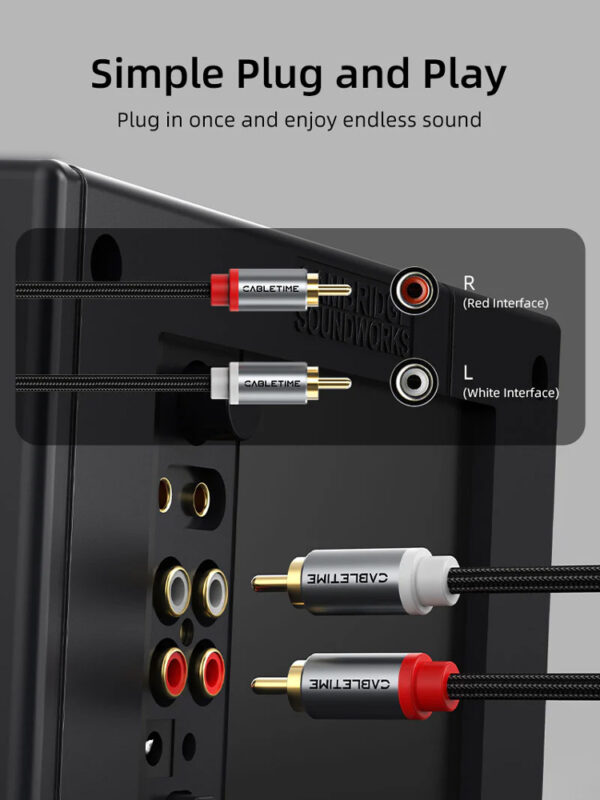 CABLETIME καλώδιο ήχου 2x RCA σε 2x RCA CT-RCA, 5m, μαύρο