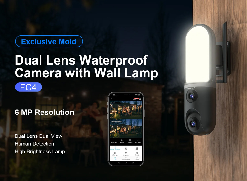 VSTARCAM smart κάμερα FC4 με φωτισμό, dual lens, 3MP, WiFi, SD, PTZ, IP66