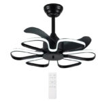POWERTECH ανεμιστήρας οροφής HLL-0174 με LED φως, 96W, Φ55x35cm, μαύρος