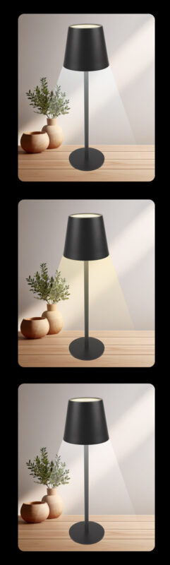 POWERTECH LED επιτραπέζιο φωτιστικό HLL-0193, ρυθμιζόμενο, επαναφορτιζόμενο, μαύρο