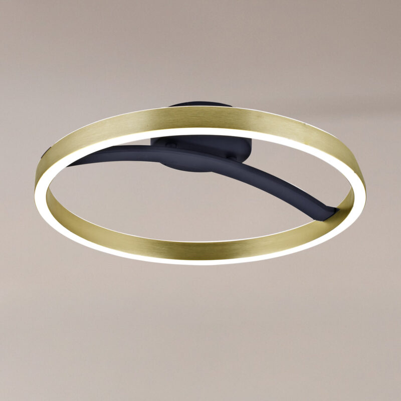 POWERTECH LED φωτιστικό οροφής HLL-0199, 29W, 4000K, Φ38x10cm, χρυσό/μαύρο