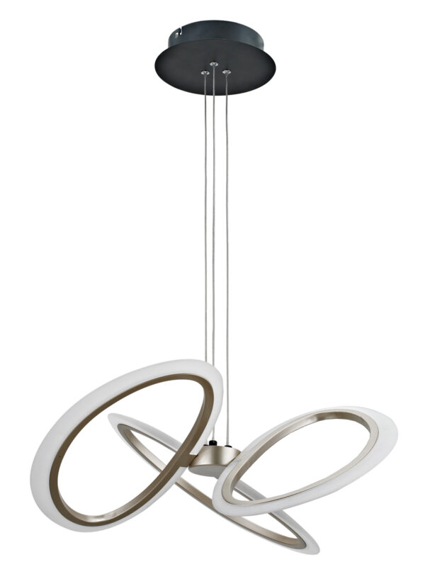 POWERTECH LED φωτιστικό οροφής HLL-0205, 40W, 4000K, Φ53x120cm, οπάλ χρυσό/μαύρο
