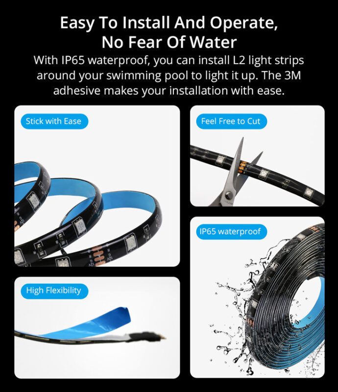 SONOFF smart LED καλωδιοταινία L2-5M, αδιάβροχη, RGB, WiFi & BT, 5m